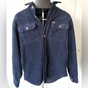 Buffalo David Bitton Blue Corduroy Shirt Jacket Shacket Button Front Size Small